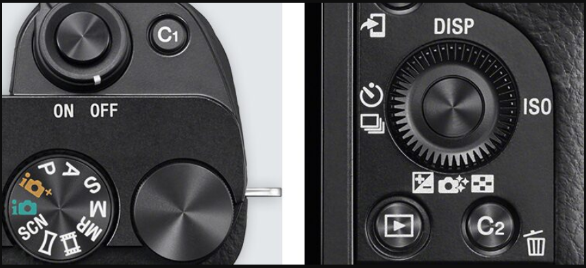 nút bấm và bánh xe điều khiển của máy ảnh sony A6000