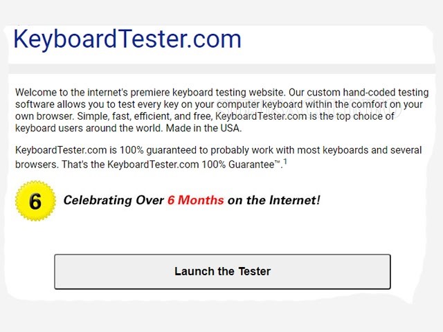 Giao diện của website Keyboard Tester