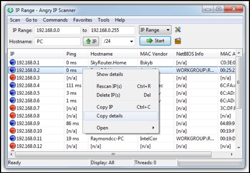 Angry IP Scanner hoạt động trên nền tảng Linux và Mac