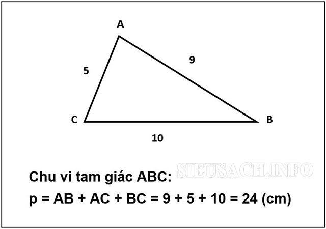 Công thức tính chu vi hình tam giác thường