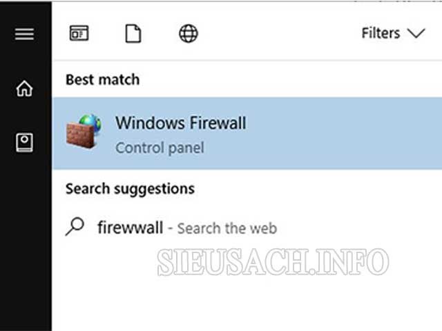 Tại ô Windows, hãy tìm kiếm FireWall và nhấn chọn Open.