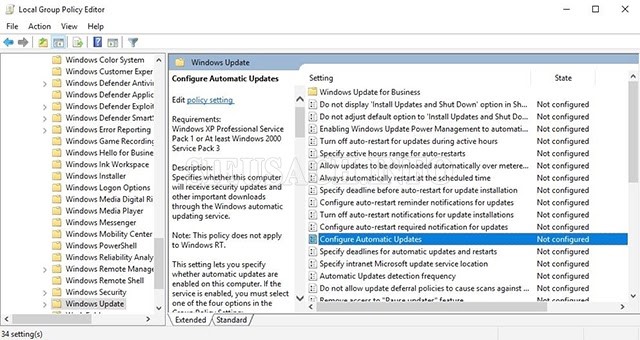 Cách tắt update Win 10 với Group Policy Editor