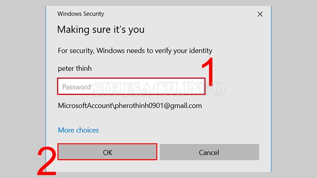 Điền mật khẩu của tài khoản Microsoft 