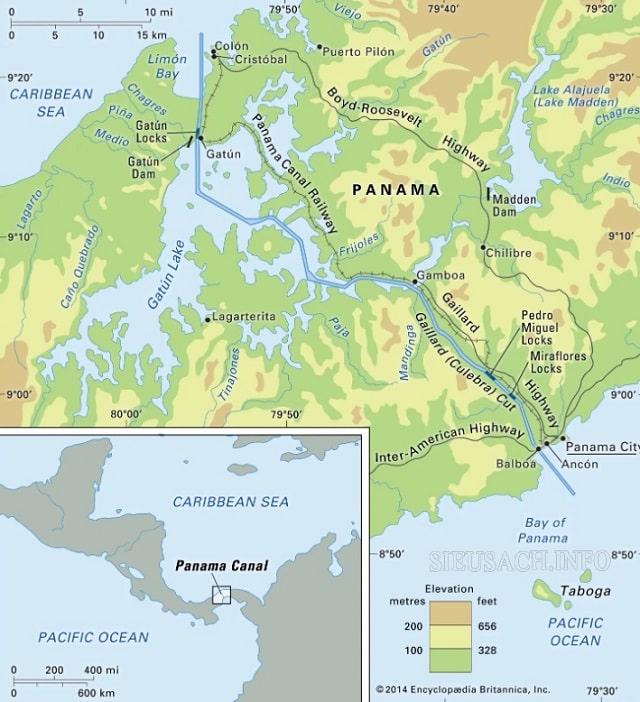 Kênh đào Panama nối liền 2 đại dương là Đại Tây Dương và Thái Bình Dương