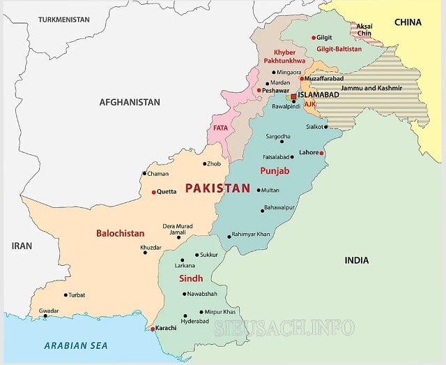 Bản đồ đất nước Pakistan