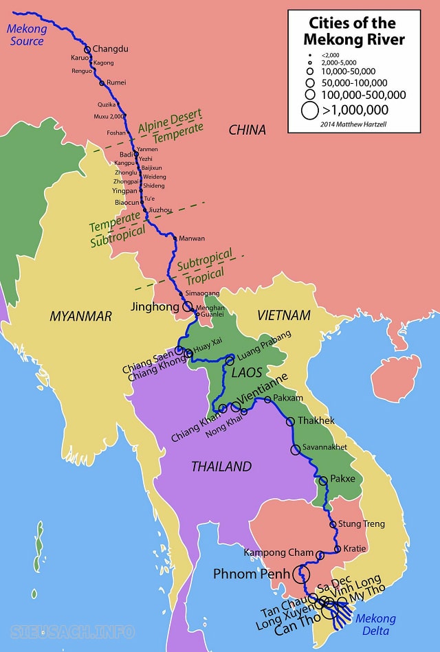 Sông Mê Kông là con sông lớn chảy qua nhiều quốc gia