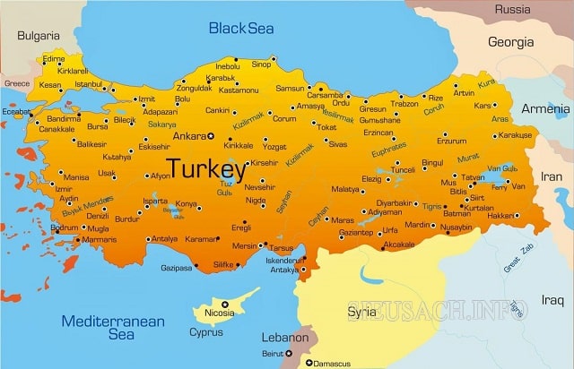 Thổ Nhĩ Kỳ nằm ở cả Châu Âu và Châu Á