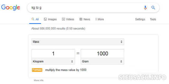 Sử dụng Google để chuyển đổi đơn vị đo khối lượng nhanh chóng