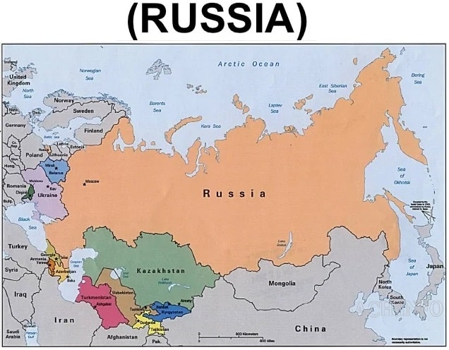 Nước Nga có lãnh thổ nằm cả ở châu Âu và châu Á
