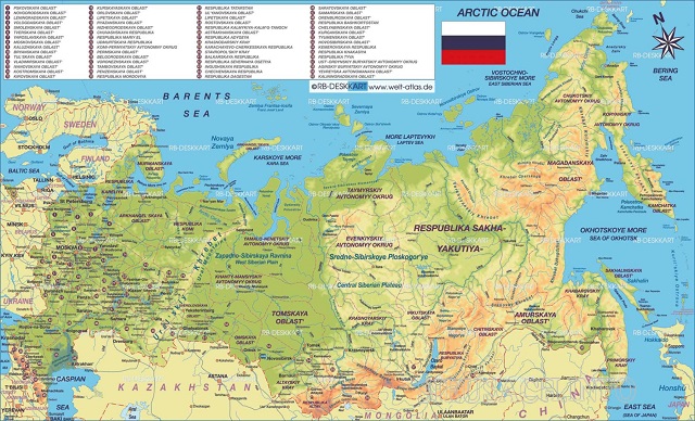 bản đồ hành chính nước Nga