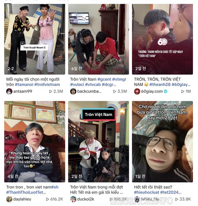 Trend trôn Việt Nam với các lượt xem trên Tiktok